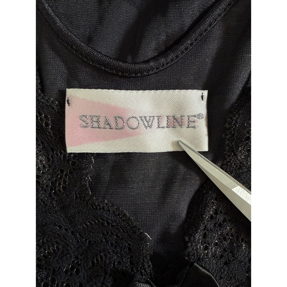 Vtg Shadowline Womens Slip Dress Nightgown lace bodice 2X Babydoll Goth Long - Picture 6 of 14